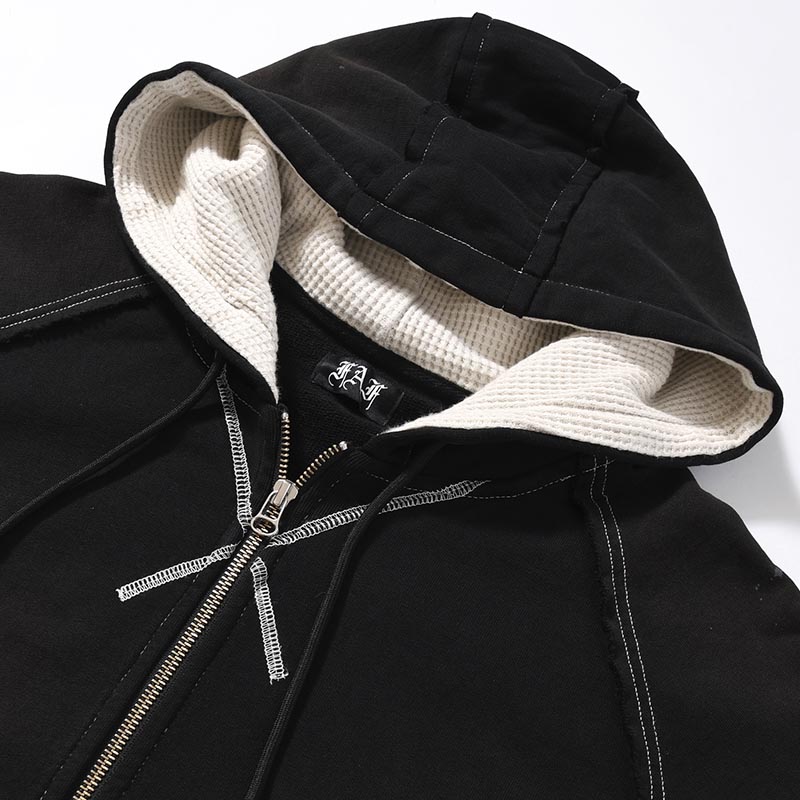 AGED ZIP UP HOODIE -BLACK-