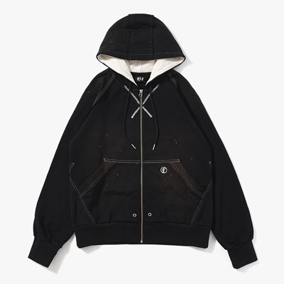 AGED ZIP UP HOODIE -BLACK-