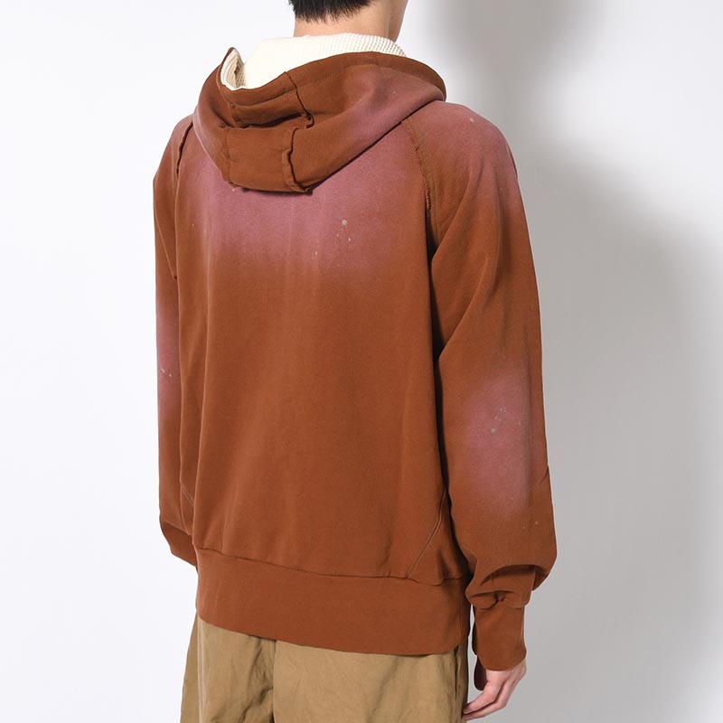 AGED ZIP UP HOODIE -BROWN-