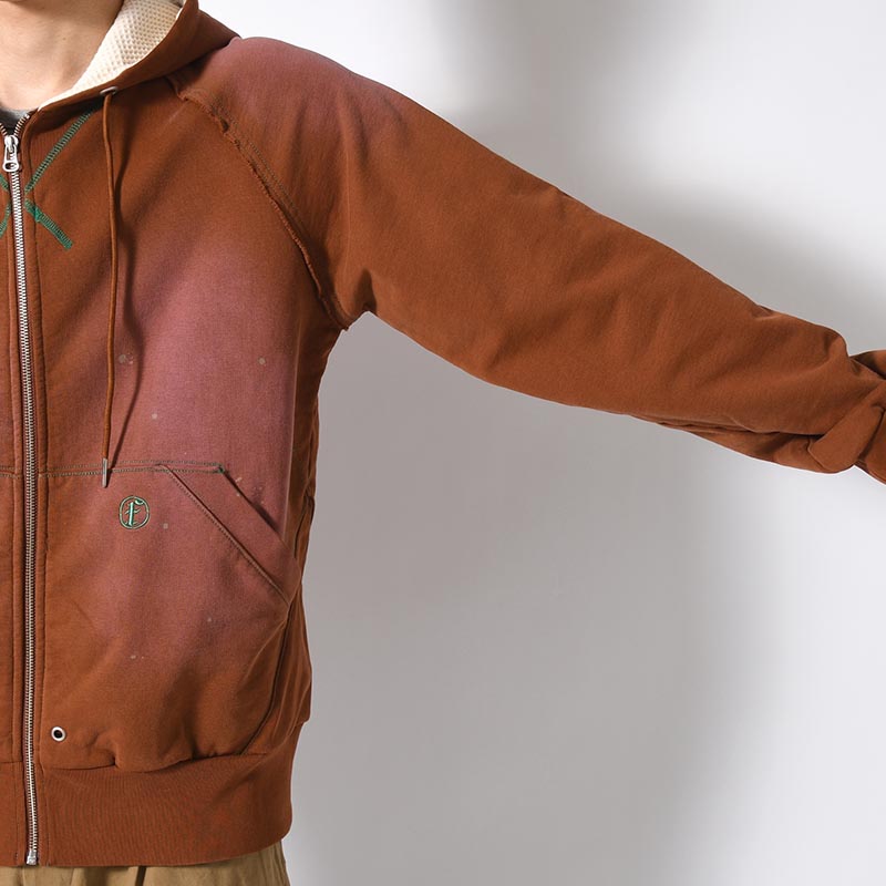 AGED ZIP UP HOODIE -BROWN-