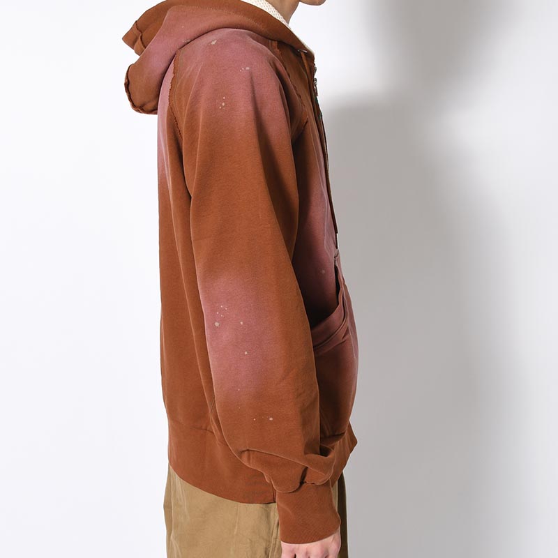 AGED ZIP UP HOODIE -BROWN-