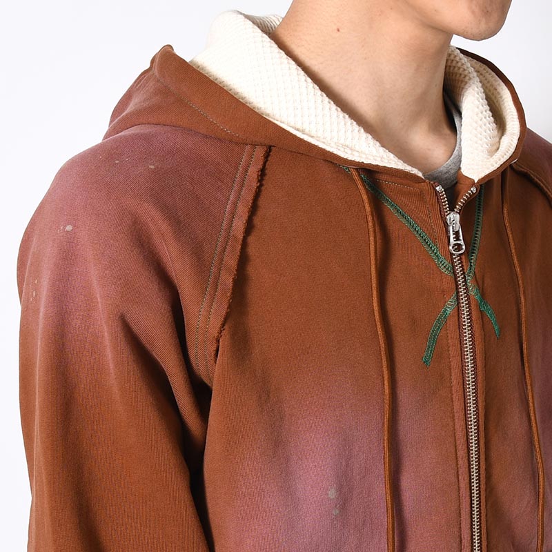 AGED ZIP UP HOODIE -BROWN-