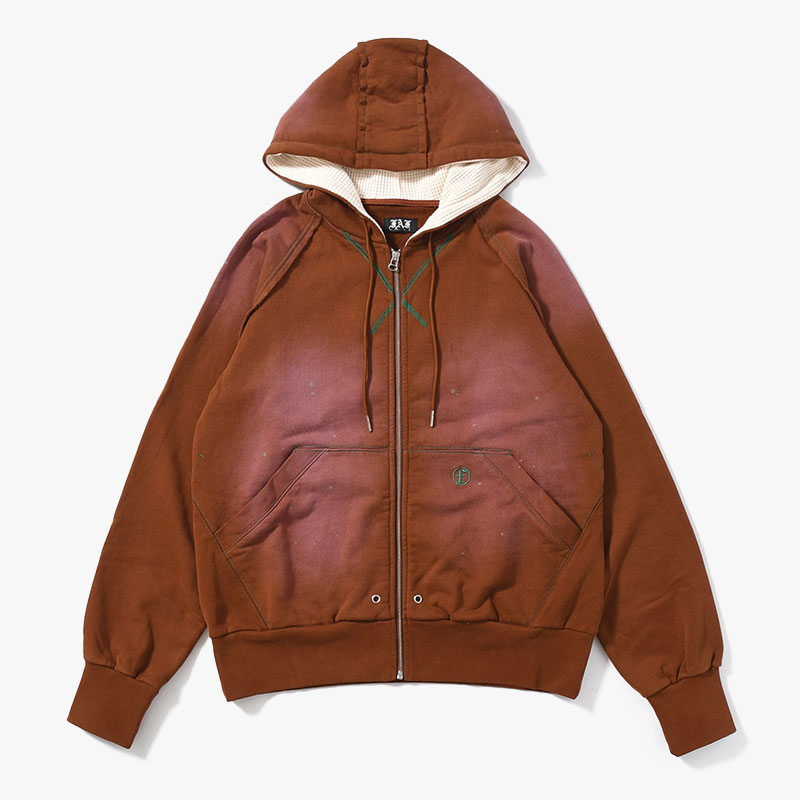 AGED ZIP UP HOODIE -BROWN-