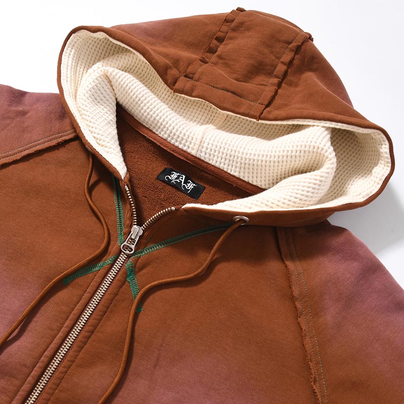 AGED ZIP UP HOODIE -BROWN-