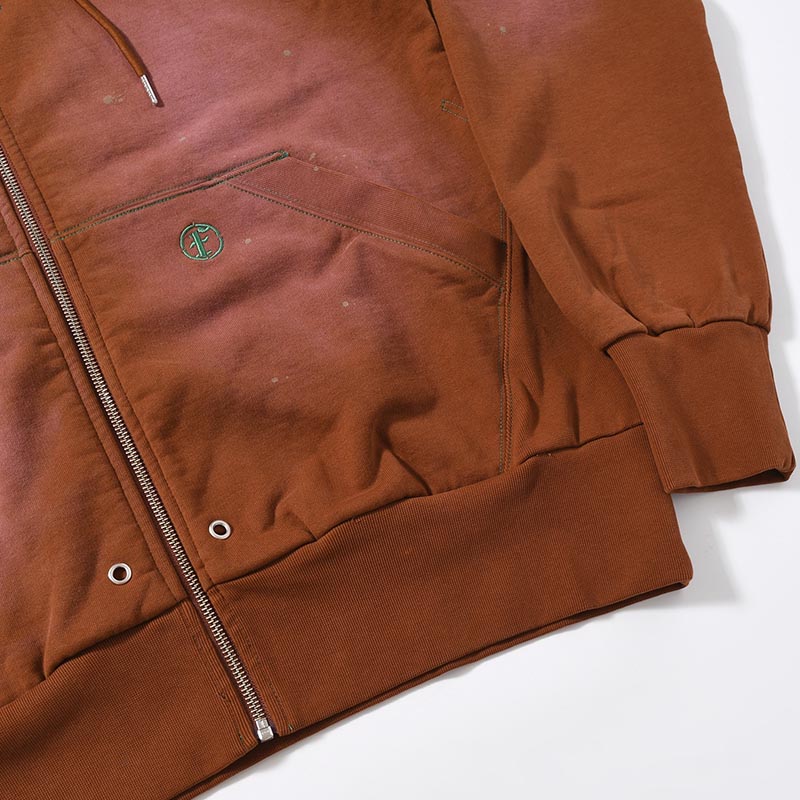 AGED ZIP UP HOODIE -BROWN-