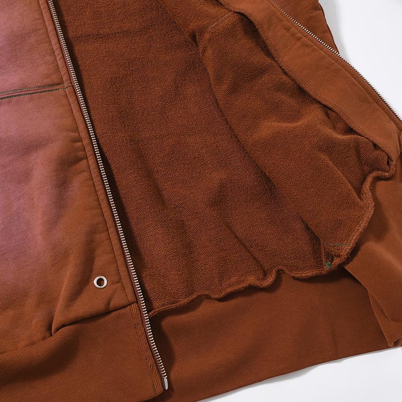 AGED ZIP UP HOODIE -BROWN-