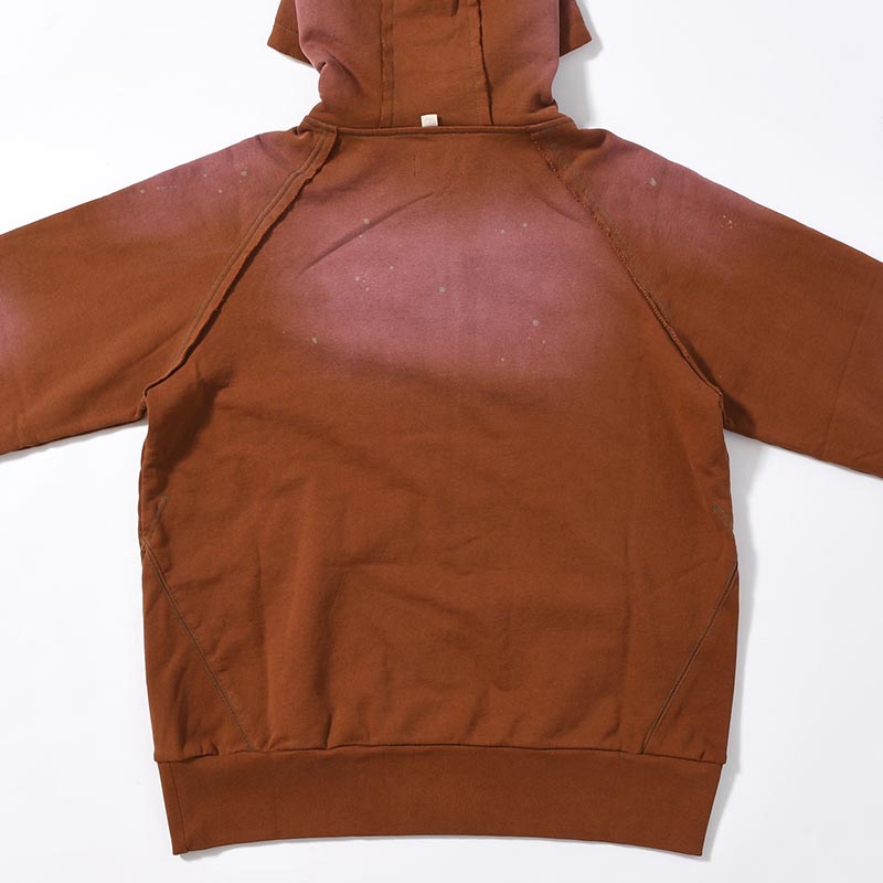 AGED ZIP UP HOODIE -BROWN-