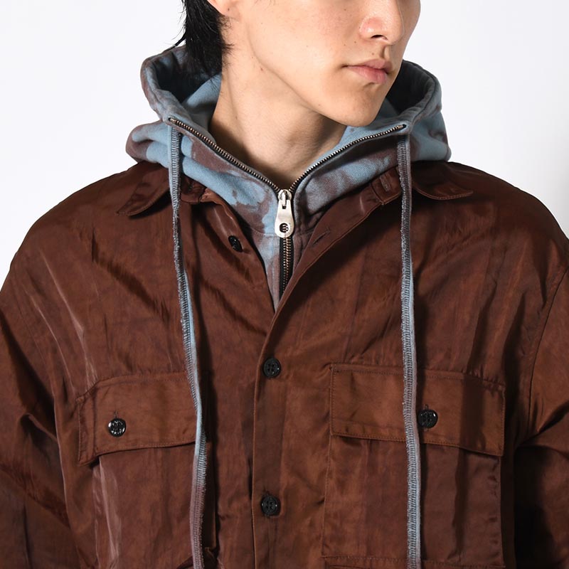 OVERDYED DIVING HOOD -BLUE BROWN-