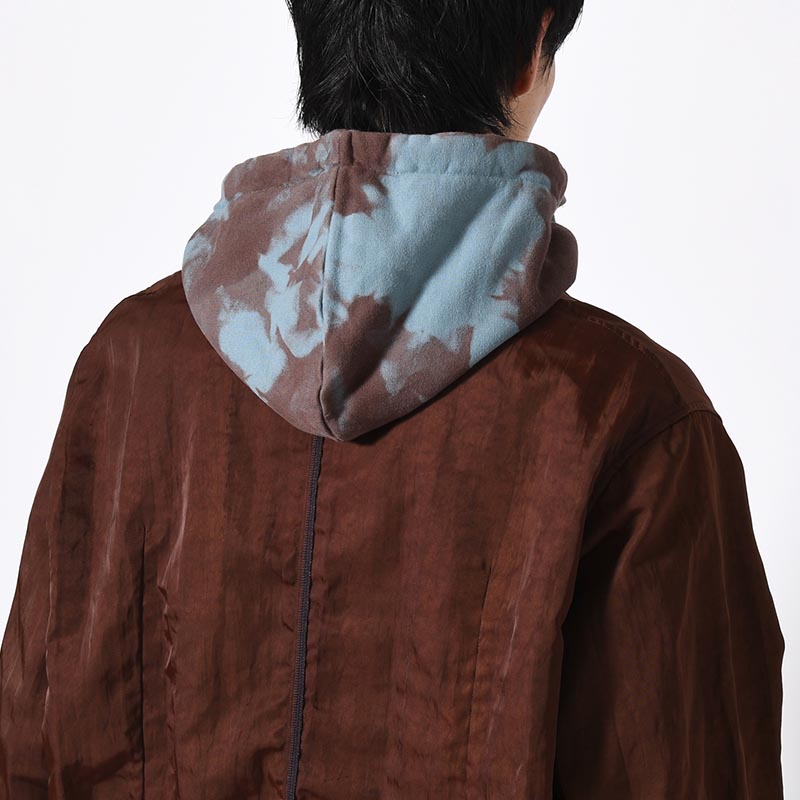 OVERDYED DIVING HOOD -BLUE BROWN-