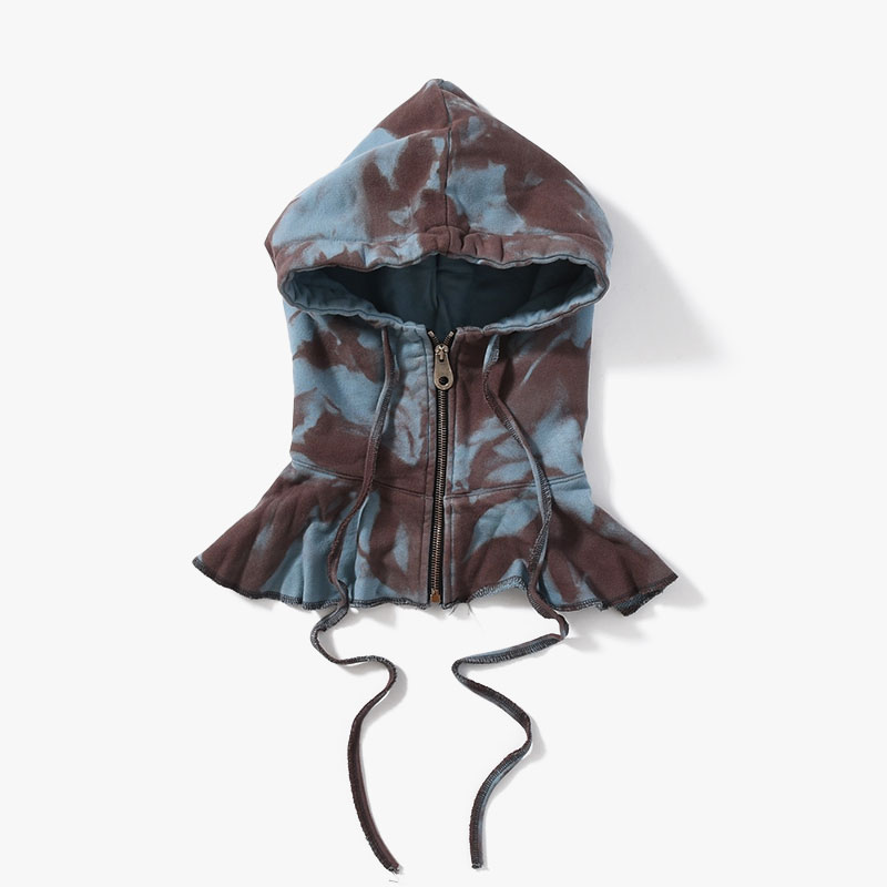 OVERDYED DIVING HOOD -BLUE BROWN-