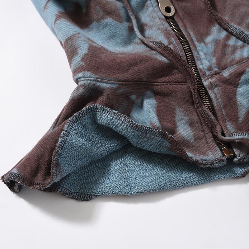 OVERDYED DIVING HOOD -BLUE BROWN-