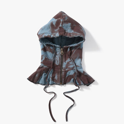 OVERDYED DIVING HOOD -BLUE BROWN-