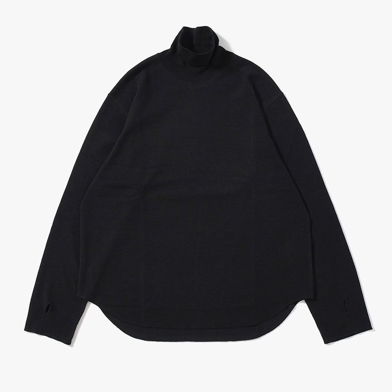 HIGH NECK LONG SLEEVE TEE -BLACK-