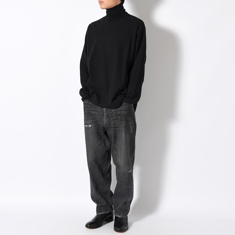 HIGH NECK LONG SLEEVE TEE -BLACK-