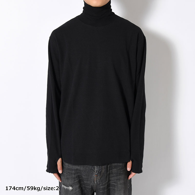 HIGH NECK LONG SLEEVE TEE -BLACK-