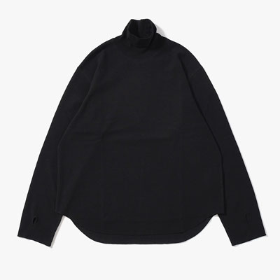 HIGH NECK LONG SLEEVE TEE -BLACK-