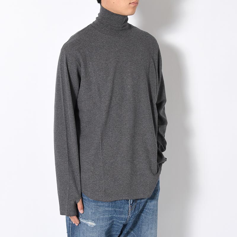 HIGH NECK LONG SLEEVE TEE -ASH CHARCOAL-