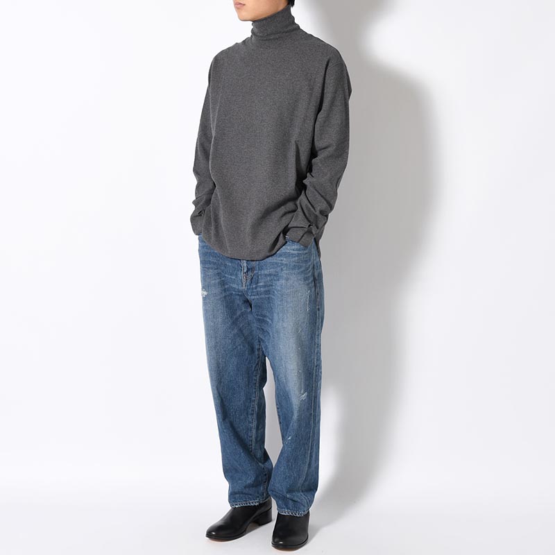 HIGH NECK LONG SLEEVE TEE -ASH CHARCOAL-