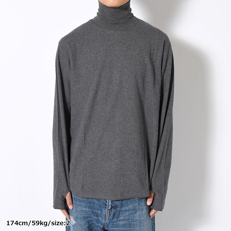 HIGH NECK LONG SLEEVE TEE -ASH CHARCOAL-