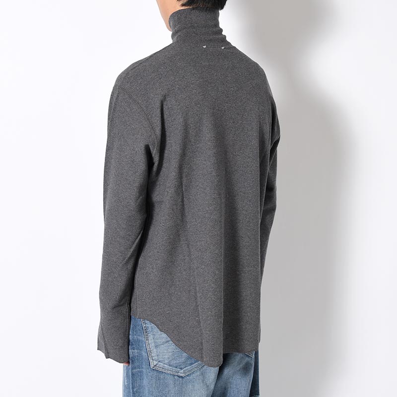 HIGH NECK LONG SLEEVE TEE -ASH CHARCOAL-