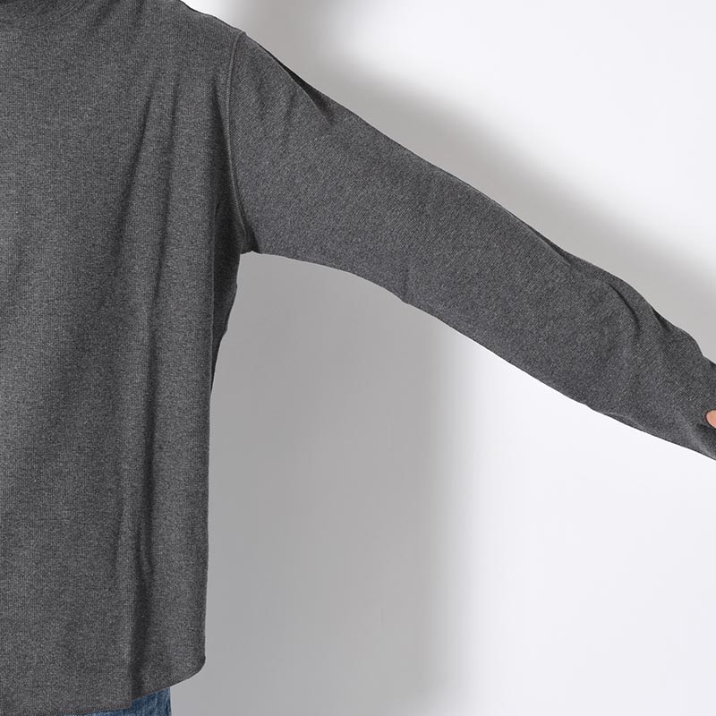 HIGH NECK LONG SLEEVE TEE -ASH CHARCOAL-