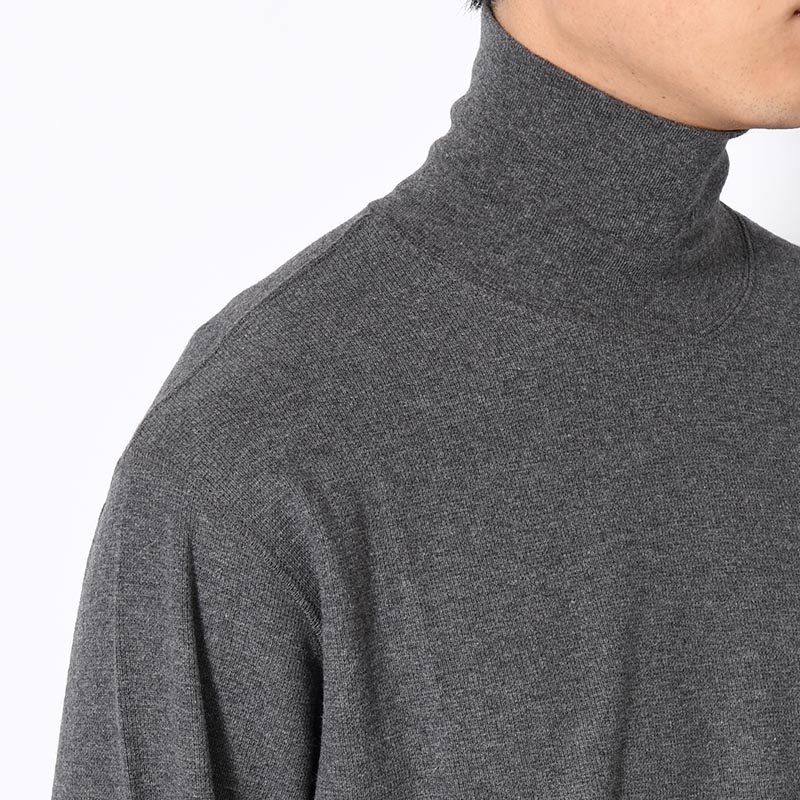 HIGH NECK LONG SLEEVE TEE -ASH CHARCOAL-