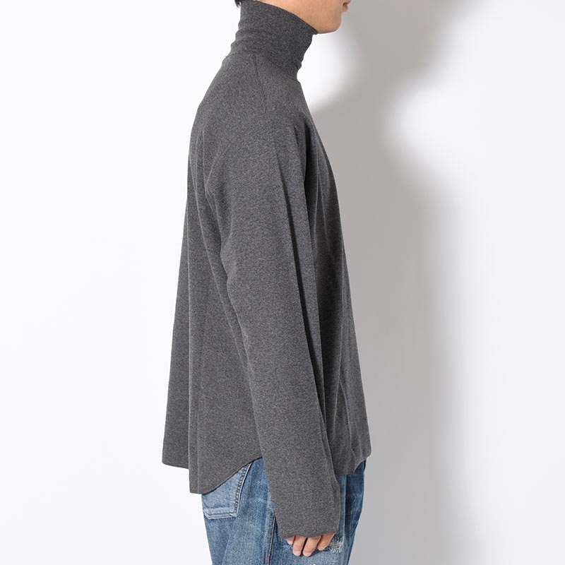 HIGH NECK LONG SLEEVE TEE -ASH CHARCOAL-