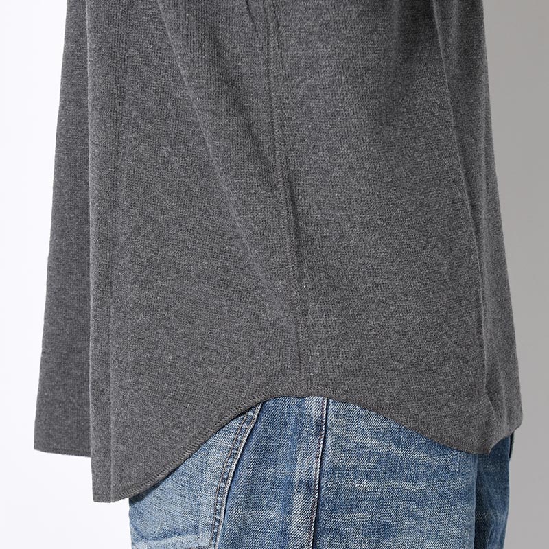 HIGH NECK LONG SLEEVE TEE -ASH CHARCOAL-