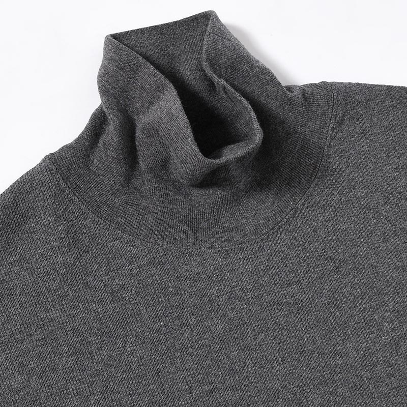 HIGH NECK LONG SLEEVE TEE -ASH CHARCOAL-