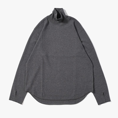 HIGH NECK LONG SLEEVE TEE -ASH CHARCOAL-