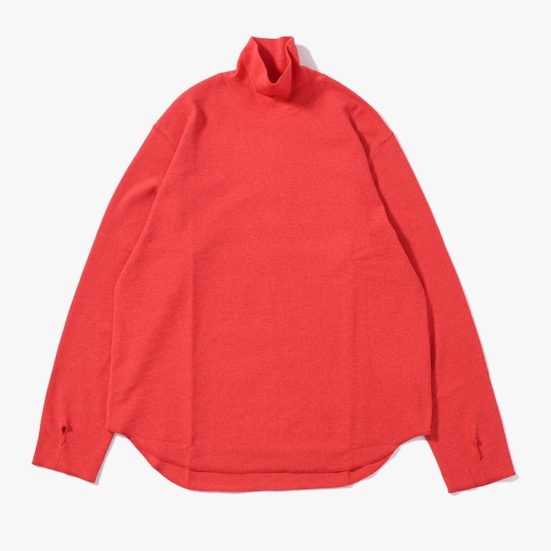 HIGH NECK LONG SLEEVE TEE -RED-