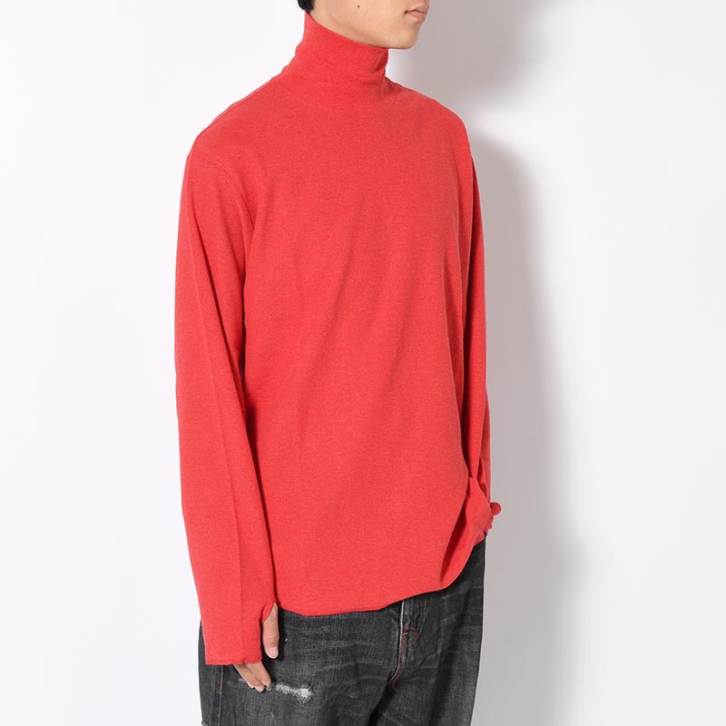 HIGH NECK LONG SLEEVE TEE -RED-