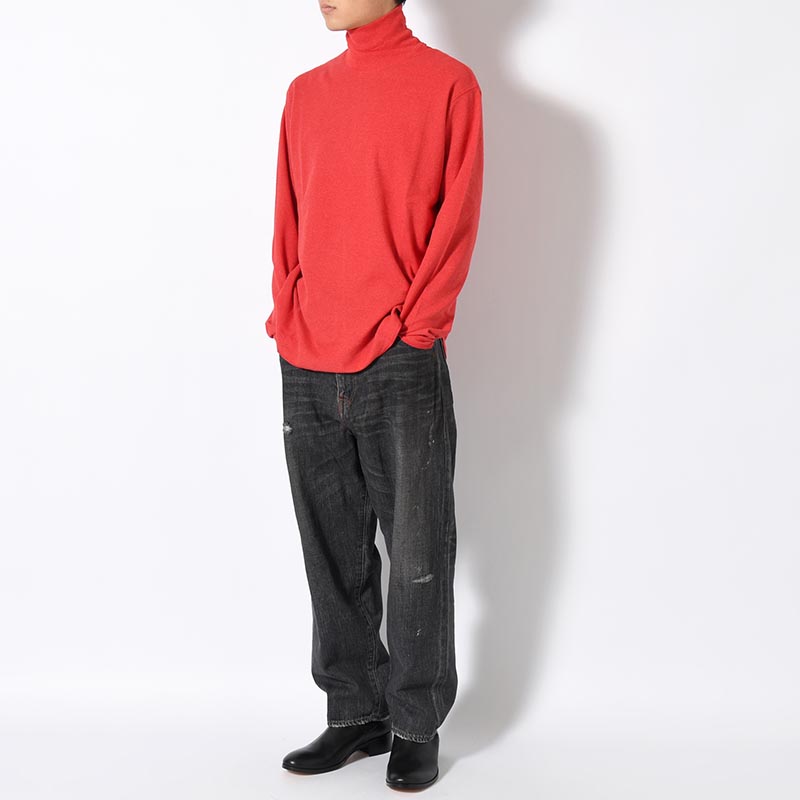 HIGH NECK LONG SLEEVE TEE -RED-