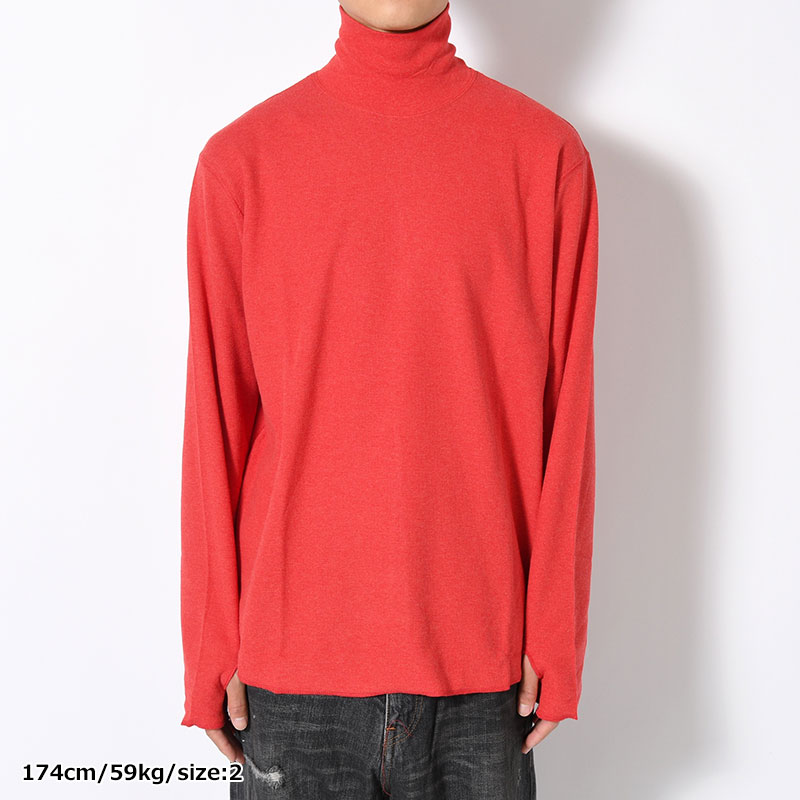 HIGH NECK LONG SLEEVE TEE -RED-