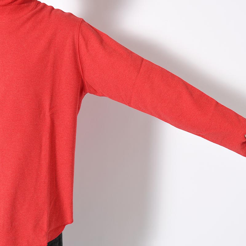 HIGH NECK LONG SLEEVE TEE -RED-