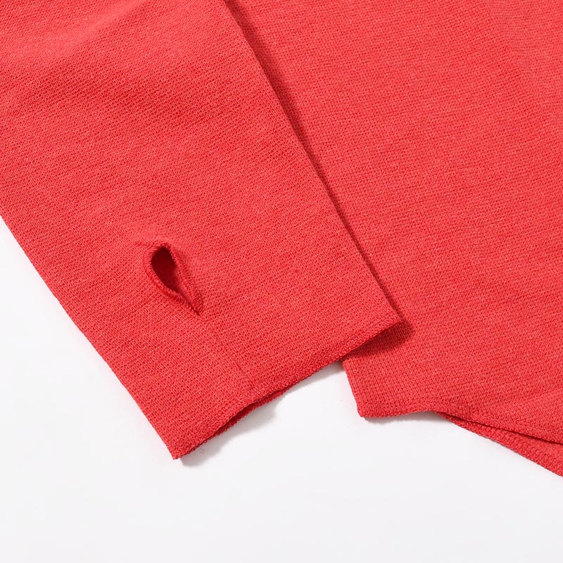 HIGH NECK LONG SLEEVE TEE -RED-