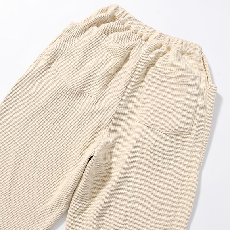 WAFFLE EASY PANTS Pigment Stone Wash -GRAY-