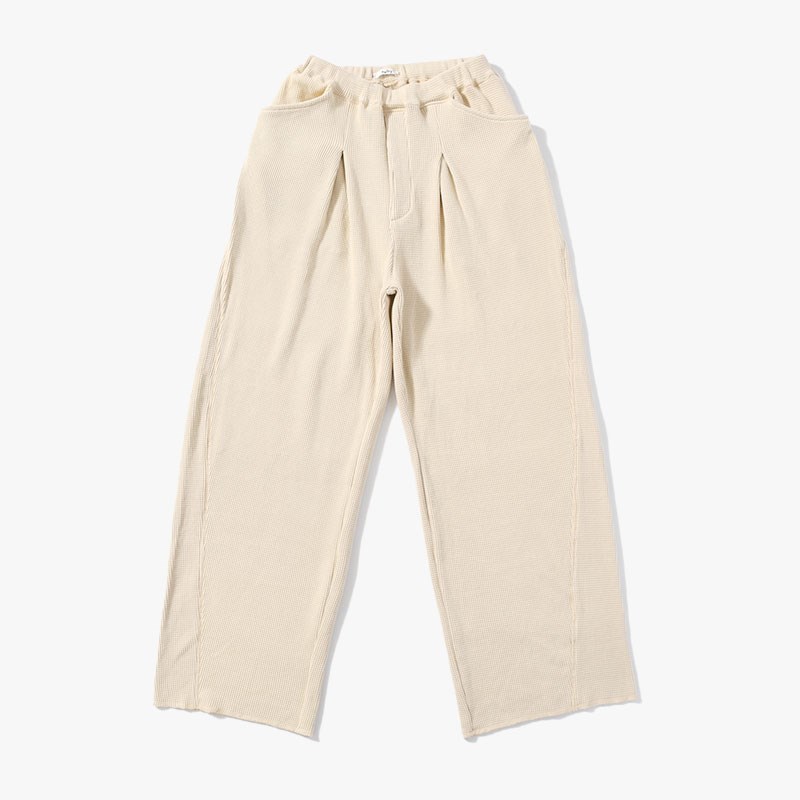 WAFFLE EASY PANTS Pigment Stone Wash -GRAY-