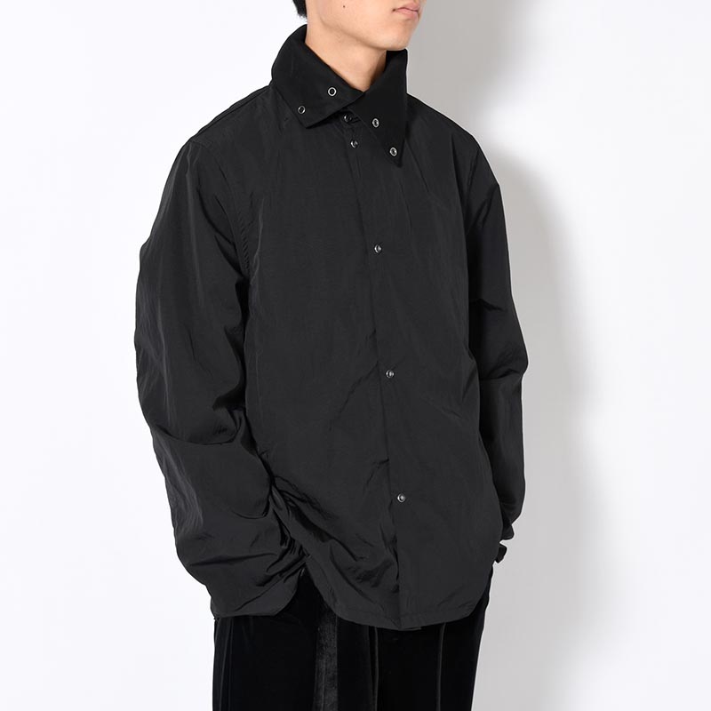 VINTAGE NYLON HIGH NECK SHIRT -BLACK-