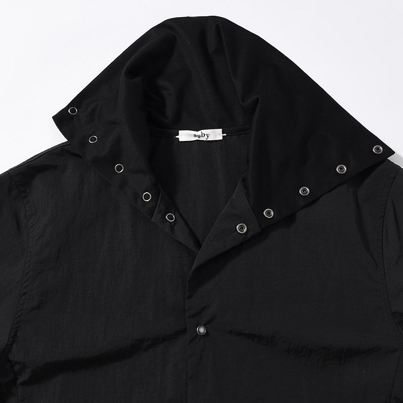 VINTAGE NYLON HIGH NECK SHIRT -BLACK-