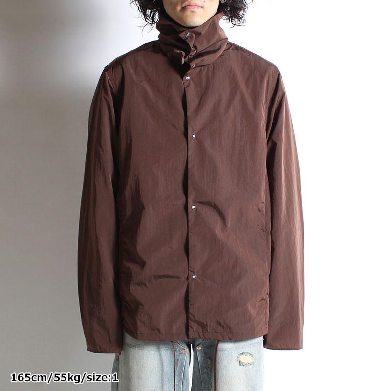 VINTAGE NYLON HIGH NECK SHIRT -BROWN-