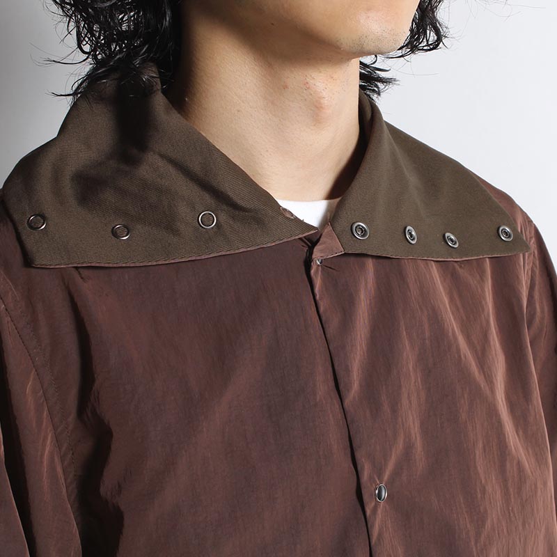 VINTAGE NYLON HIGH NECK SHIRT -BROWN-