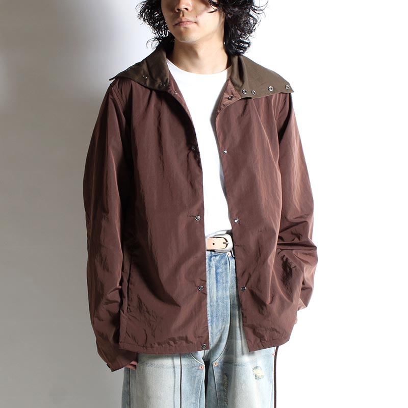 VINTAGE NYLON HIGH NECK SHIRT -BROWN-