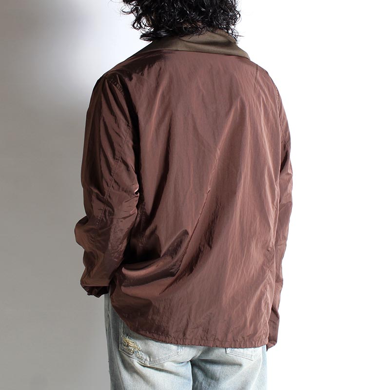 VINTAGE NYLON HIGH NECK SHIRT -BROWN-