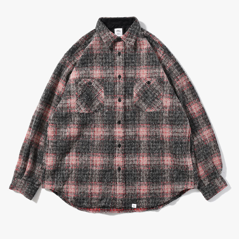 L/S WOOL BIG SHIRT "BILLY" -RED-