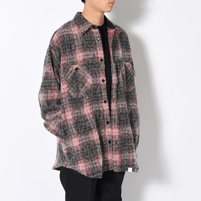 L/S WOOL BIG SHIRT "BILLY" -RED-