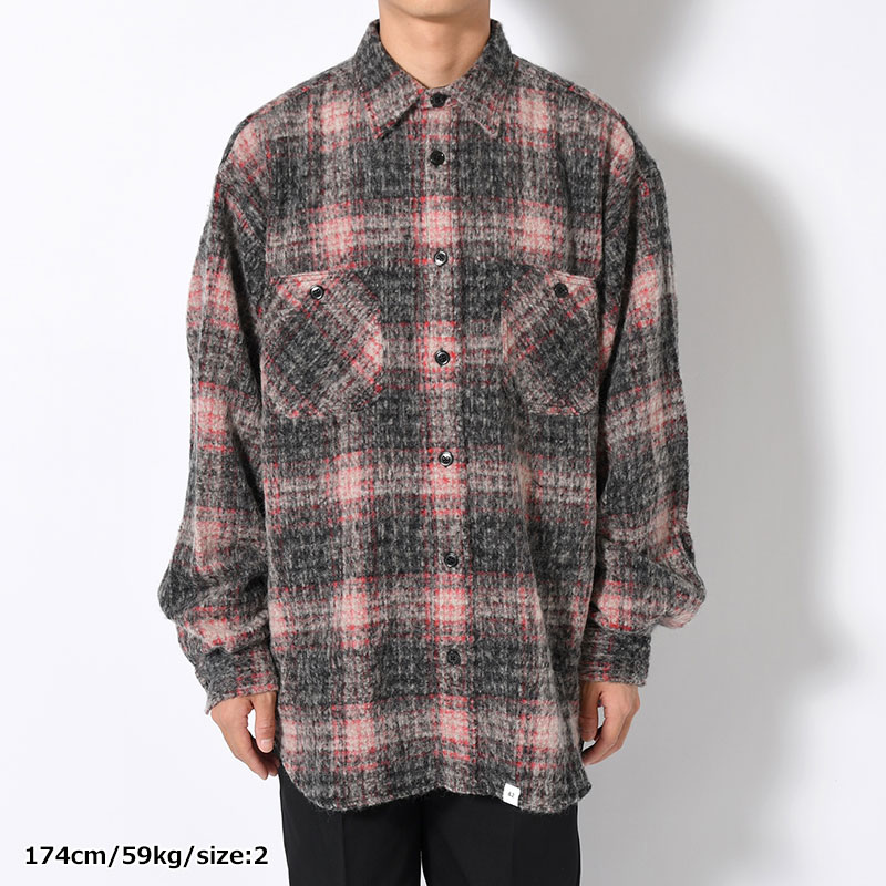 L/S WOOL BIG SHIRT "BILLY" -RED-