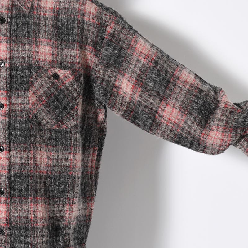 L/S WOOL BIG SHIRT "BILLY" -RED-