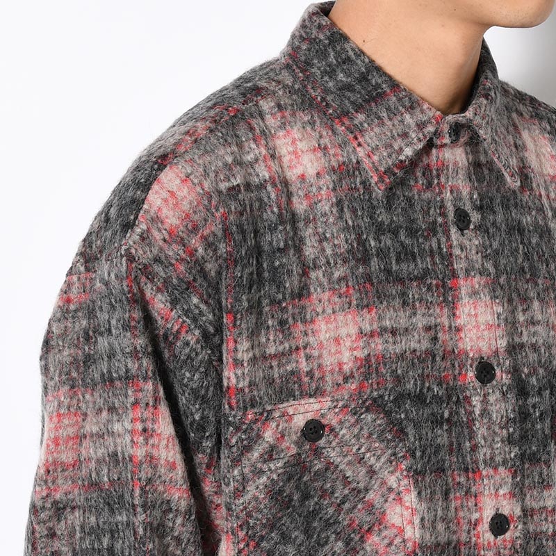 L/S WOOL BIG SHIRT "BILLY" -RED-