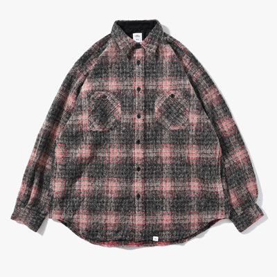 L/S WOOL BIG SHIRT "BILLY" -RED-